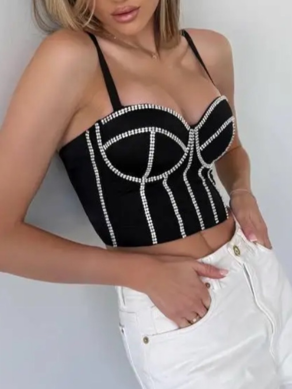 NWT PERFECT CORSET Crystal Diamante
Bustier Crop Top Push Up